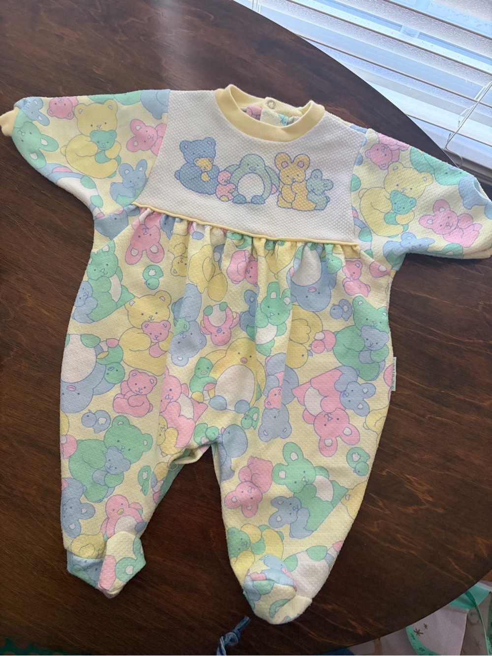 Vintage Baby Pastel Bear Print One-Piece Romper - Multicolor playsuit